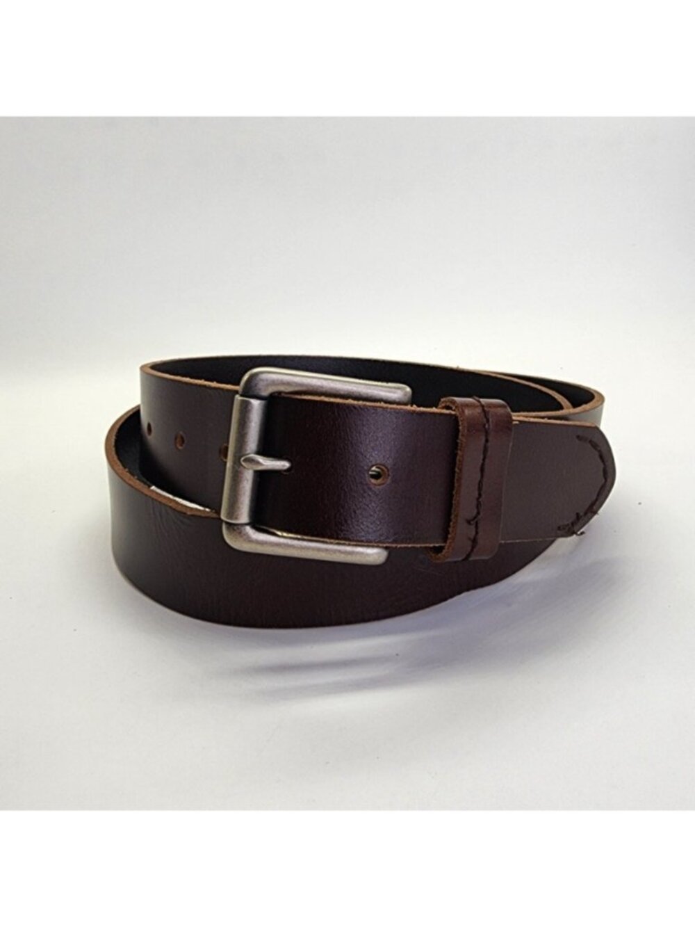 Fossil Mens Brown Leather Joseph Belt With Silver Tone Buckle Size 40 Dark Brown